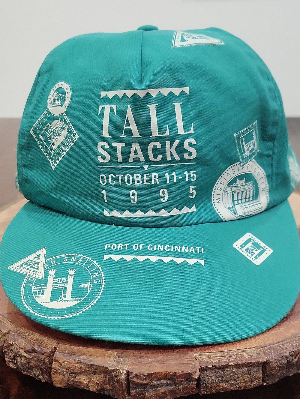 Vintage 1995 Tall Stacks Cincinnati Festival Green White Snap Back Hat